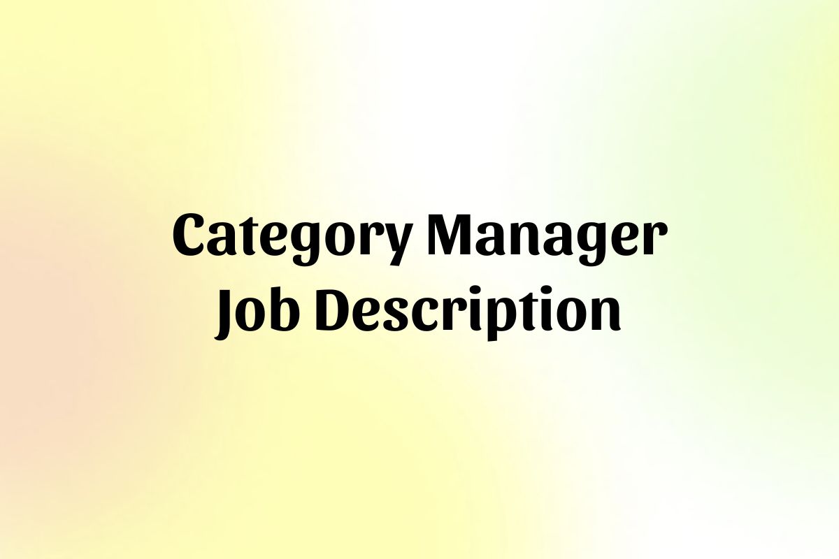 Category Manager Job Description Template